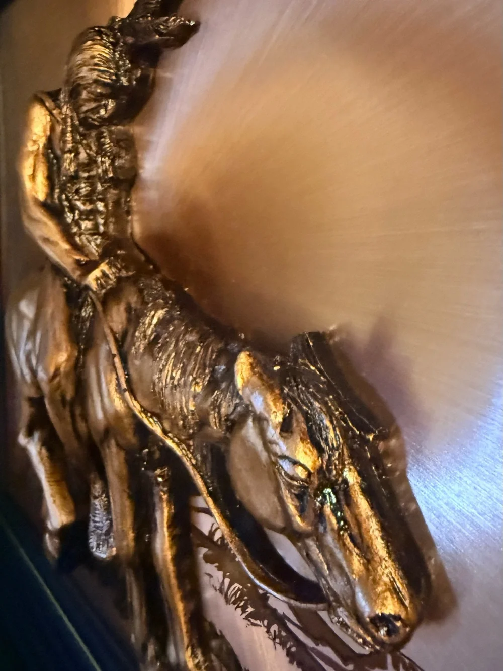 Copper-Tone Western Horse & Rider Framed Wall Art